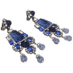 Vintage Statement Blue Earrings by Lawrence Larry Vrba