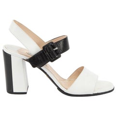 Prada Women's White & Black Contrast Strap Sandals