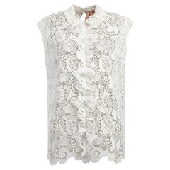 N°21 Women's White Floral Lace Sleeveless Top