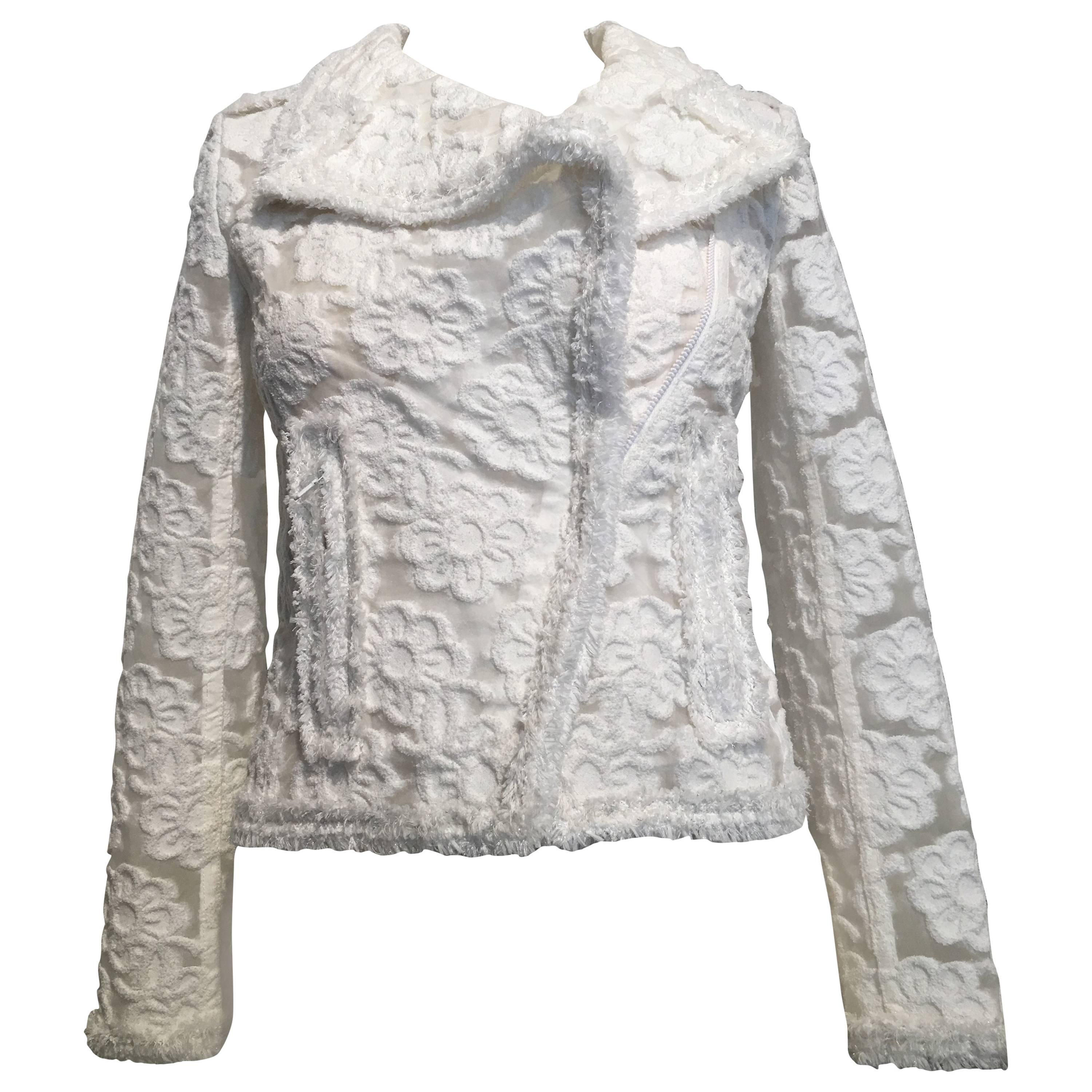 Chanel Sheer White Floral Jacket size 34 (2)