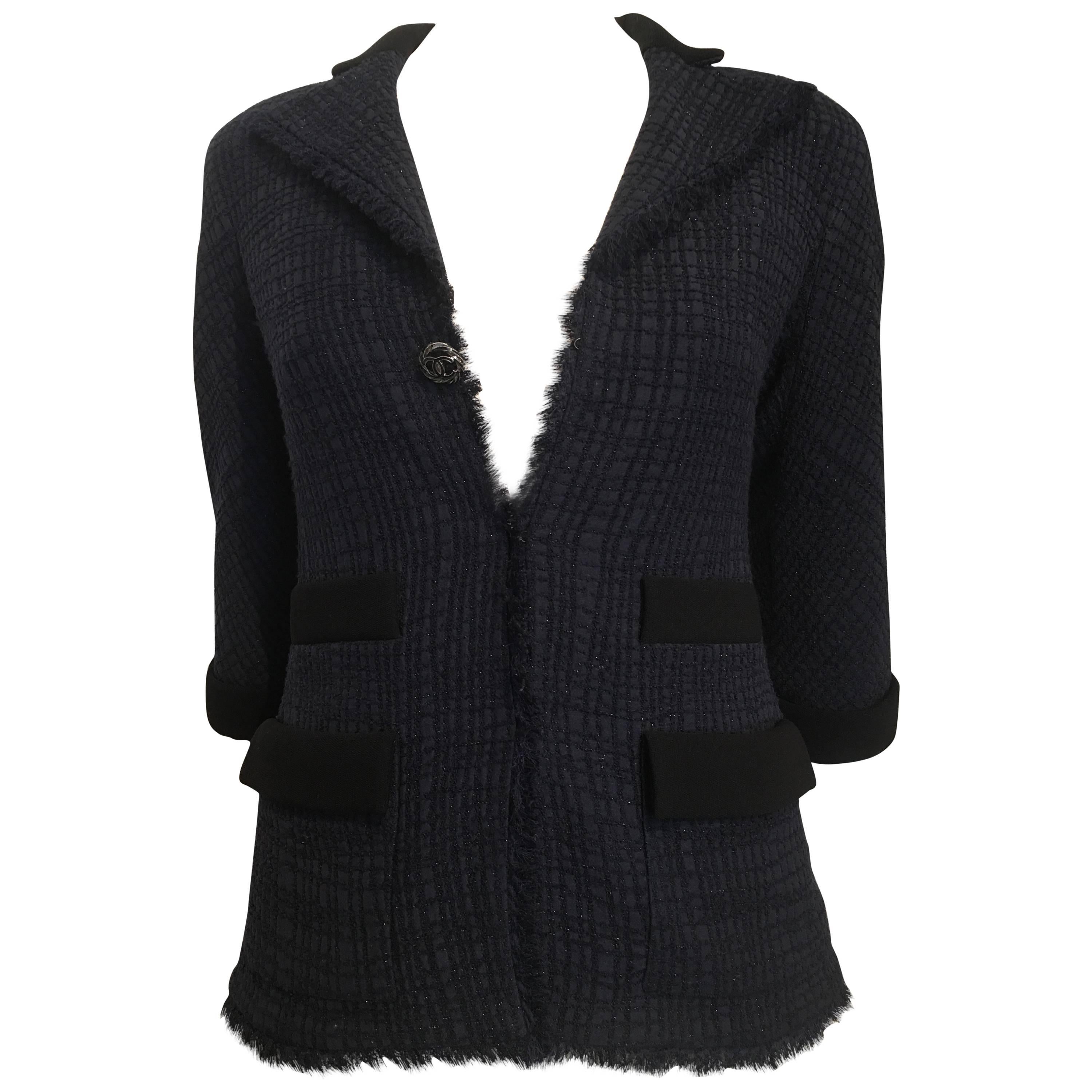Chanel Navy and Black Sparkly Jacket size 34 (2)