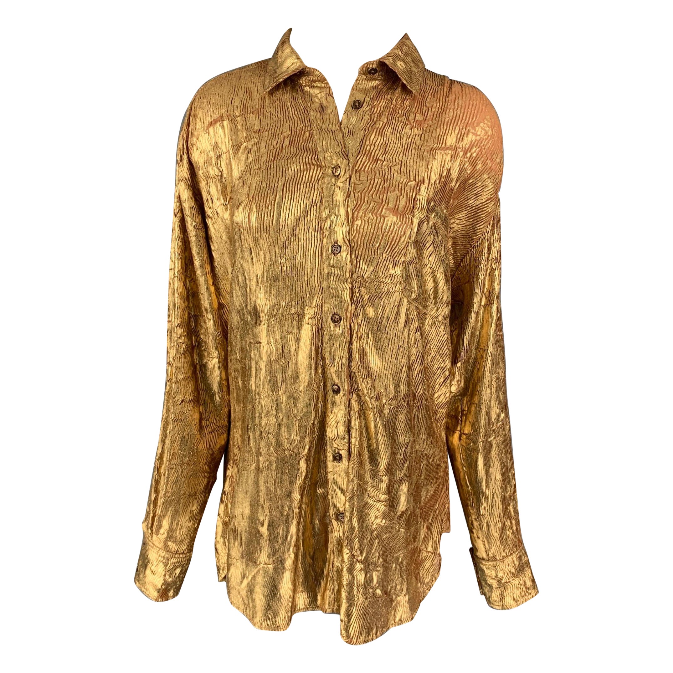 SIES MARJAN Size 2 Gold Not Listed Crackled Button Up Shirt
