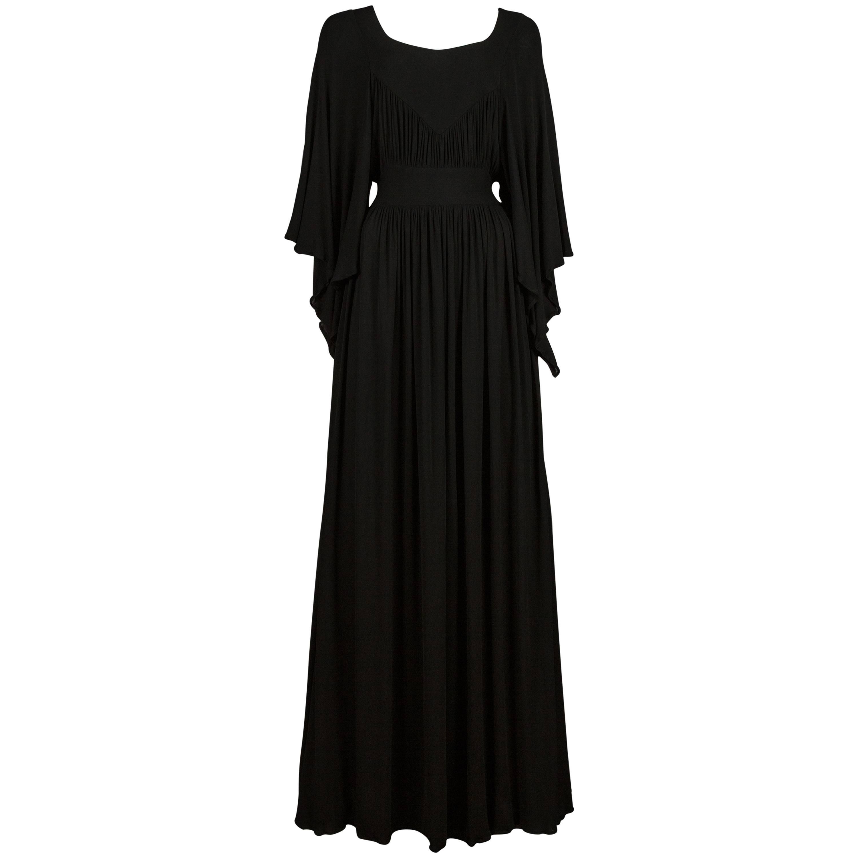 Quorum by Ossie Clark pleated black jersey evening gown, circa 1965-68
