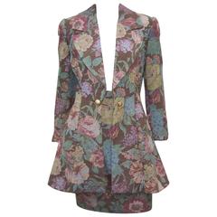 Old World Style 1980's Peggy Jennings Tapestry Skirt Suit