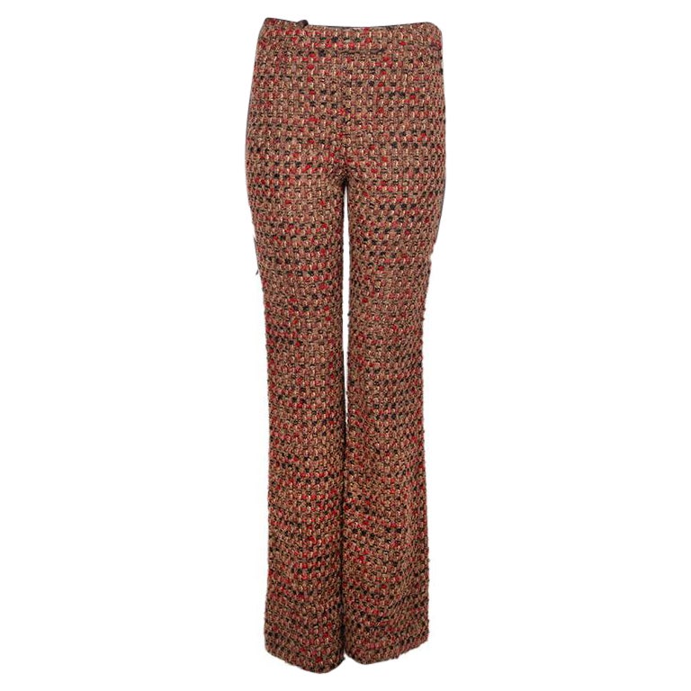 DOLCE & GABBANA brown red black wool BOUCLE Pants 38 XS For Sale