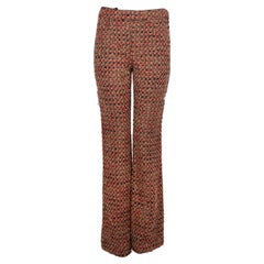 DOLCE & GABBANA Pantalon BOUCLE en laine marron, rouge et noir, 38 XS