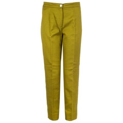 DOLCE & GABBANA chartreuse green cotton JACQUARD CIGARETTE Pants 40 S
