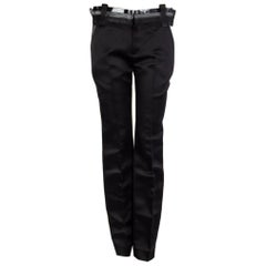 BALENCIAGA pantaloni in seta nera WIRE WAIST SATIN 40 M
