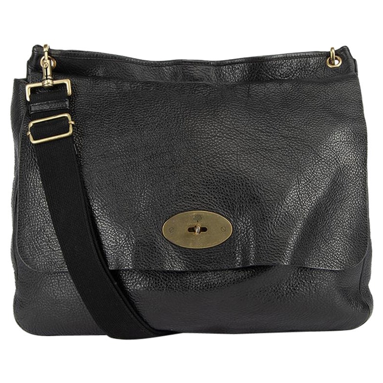 Mulberry Women's Black Leather Postman Lock Messenger Bag For Sale at ...