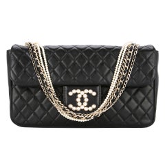 Chanel Black Lambskin Diamond Stitch Pearl Medium Classic Westminster Flap Bag
