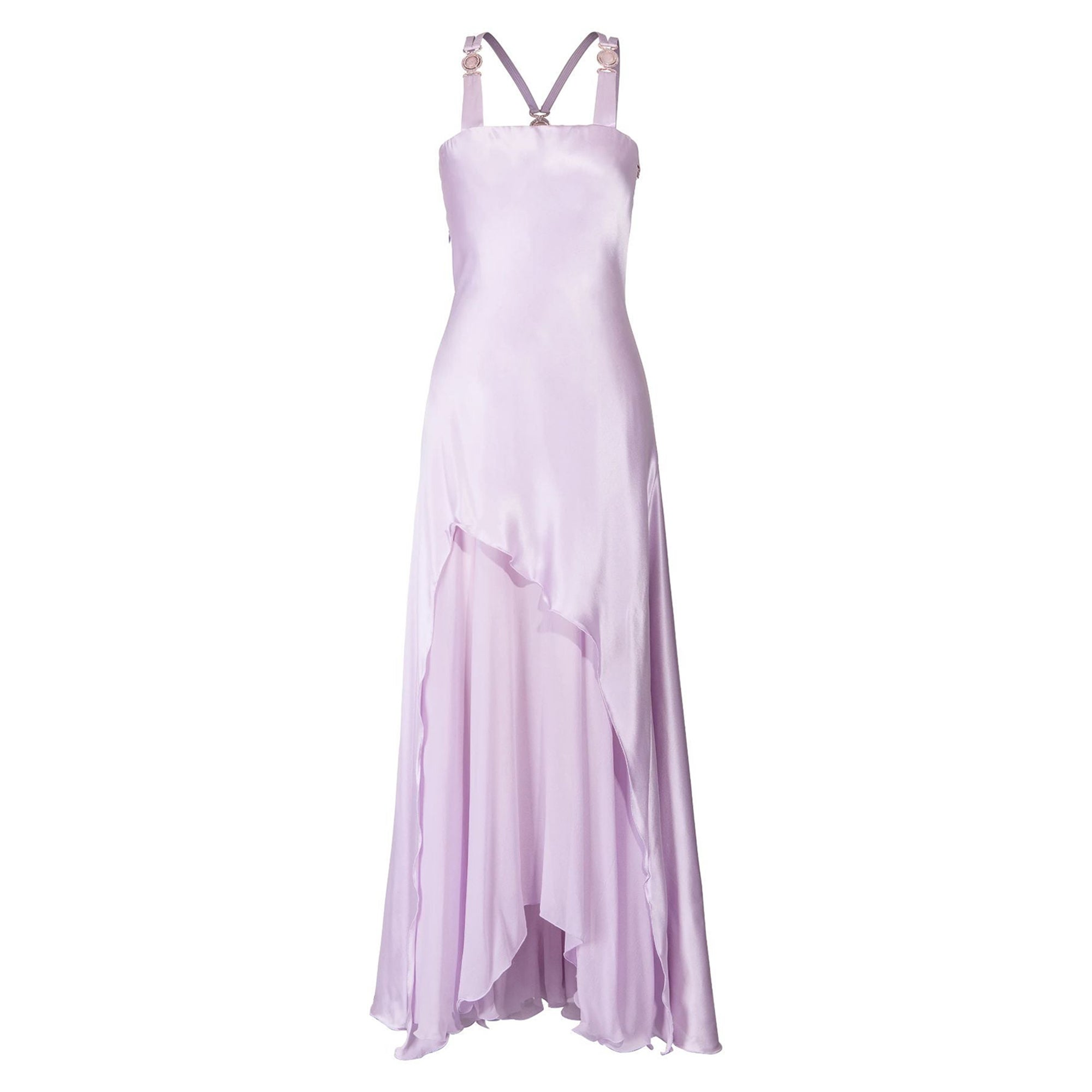 S/S 1995 Gianni Versace Purple Silk Asymmetrical Drape Gown