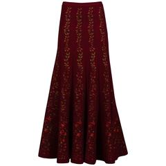 Alaia rouge embroidered knitted skirt, circa 1999 3