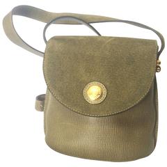 Vintage FENDI khaki green grained and pigskin suede leather combo mini  bag.