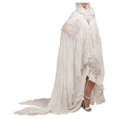 MORPHEW ATELIER White Organic Cottten Voile Cape Covered In Hand Embroiderey