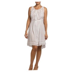 Edwardian White Organic Cotton Drawstring Waist Dress With Lace Detail
