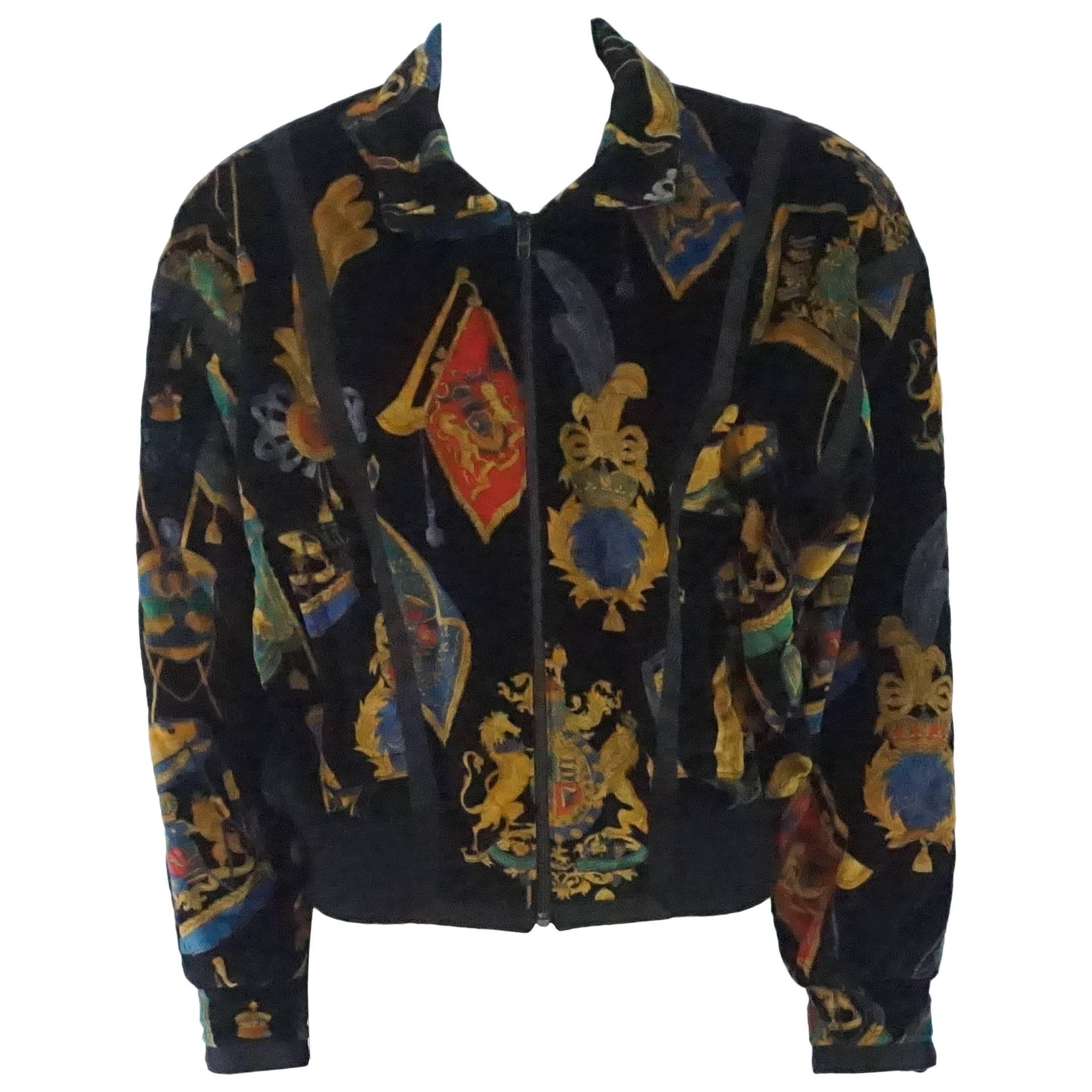 Escada by Margaretha Ley 1980's Multi Printed Velvet Jacket - Size 38