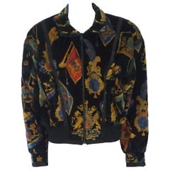 Vintage Escada by Margaretha Ley 1980's Multi Printed Velvet Jacket - Size 38