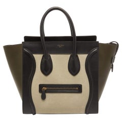 Celine Tricolor Nubuck and Leather Mini Luggage Tote