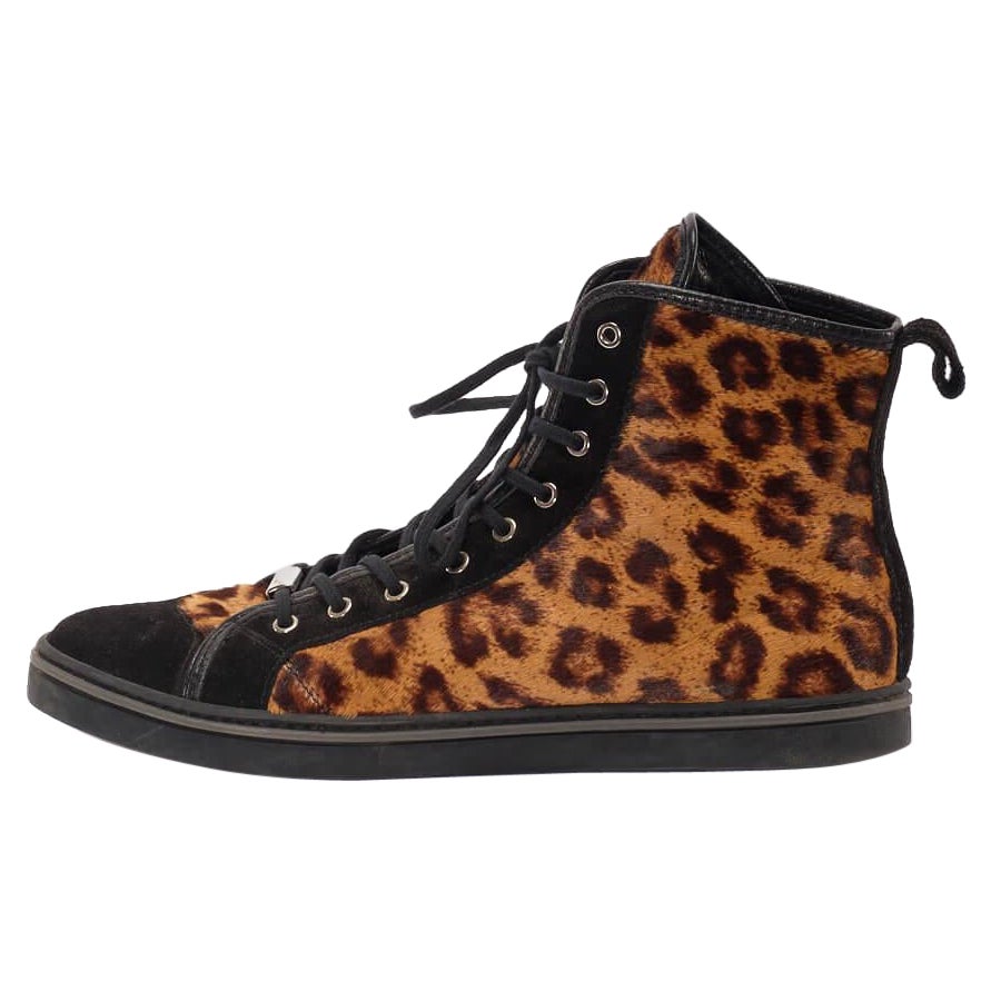 Roberto Botticelli Women's Pony-style Leopard Print High Top Sneakers For Sale