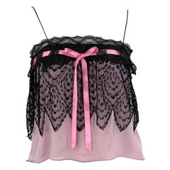 F/W 2003 Yves Saint Laurent by Tom Ford Runway Babydoll Sheer Chiffon Pink Tank