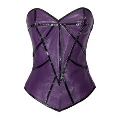 1990's Thierry Mugler Purple and Black Leather Corset