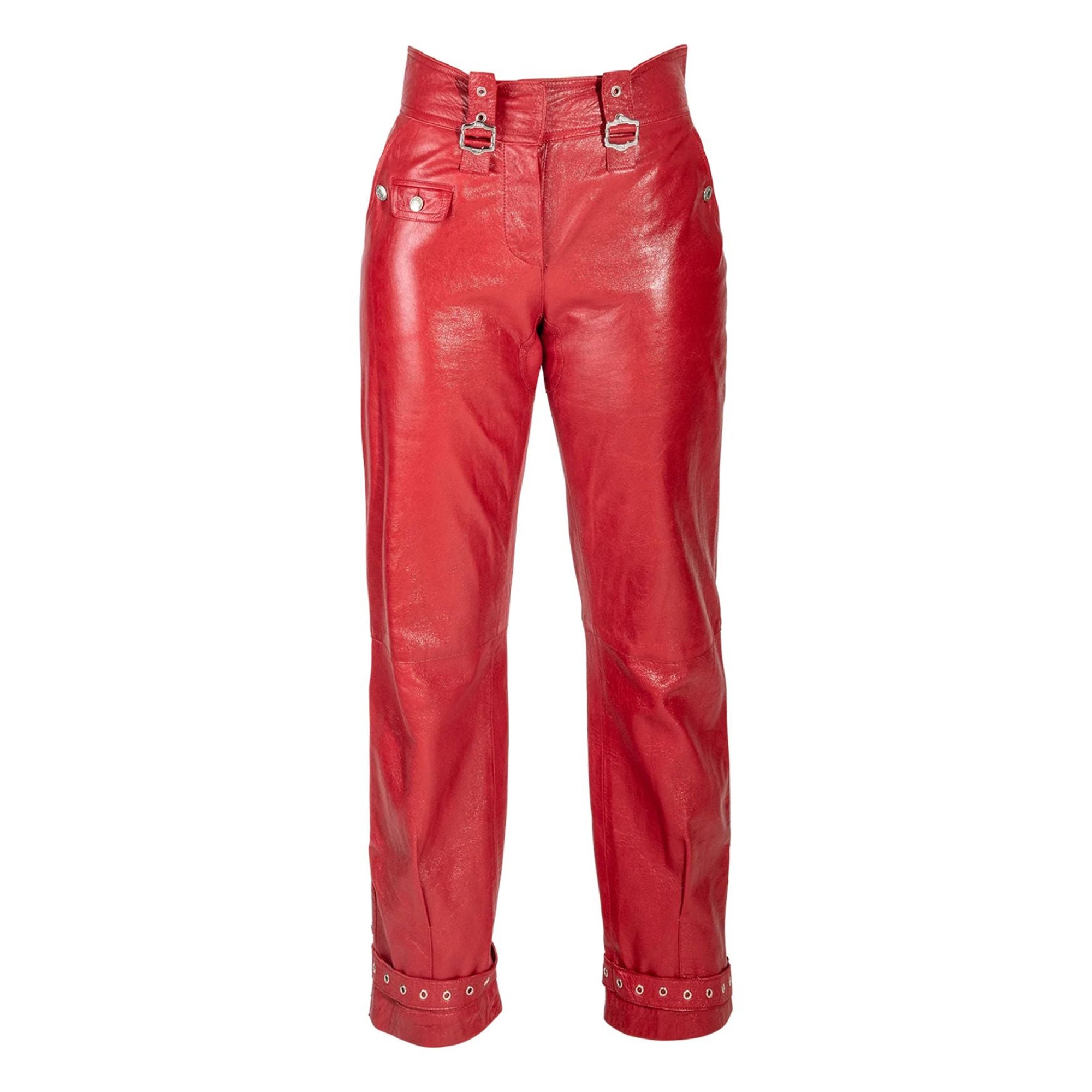 A/W 2003 Christian Dior ‘Hard Core’ Collection Red Leather Pants For Sale
