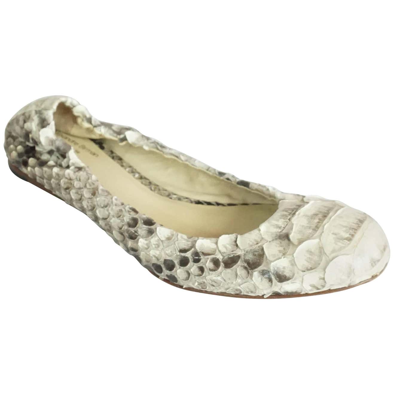 Alexandre Birman Ivory and Gray Python Flats - 36 For Sale at 1stDibs ...
