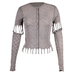 S/S 2001 Christian Dior Taupe Perforated Cutout Cardigan