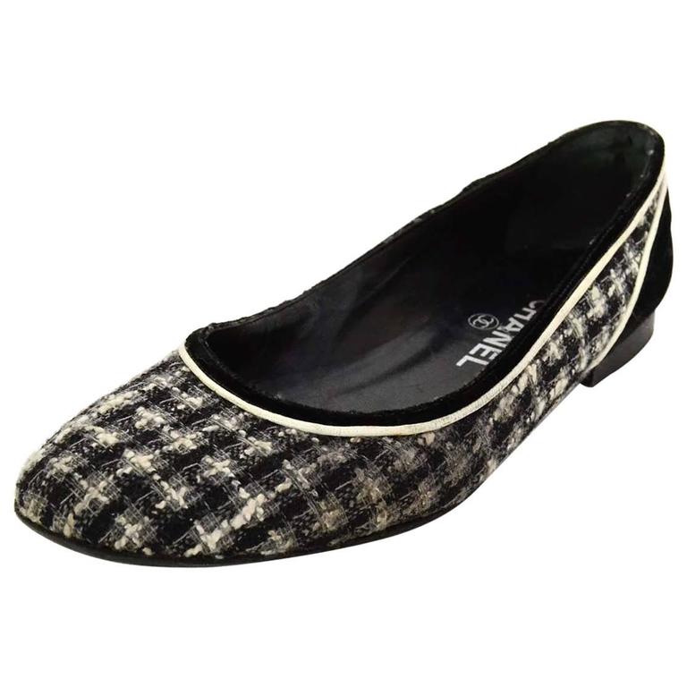 tweed flat shoes