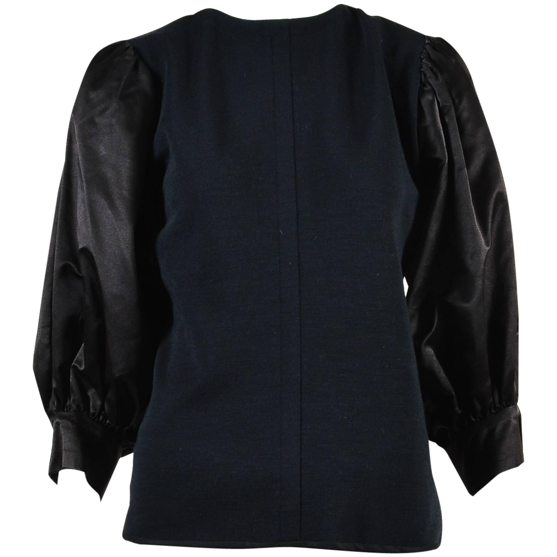 Vintage Givenchy Nouvelle Boutique Satin Puff Sleeve Top For Sale