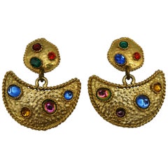 EDOUARD RAMBAUD, boucles d'oreilles pendantes vintage en or massif et bijoux