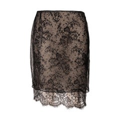 Retro S/S 1999 Gucci by Tom Ford Metallic Floral Lace Mini Skirt