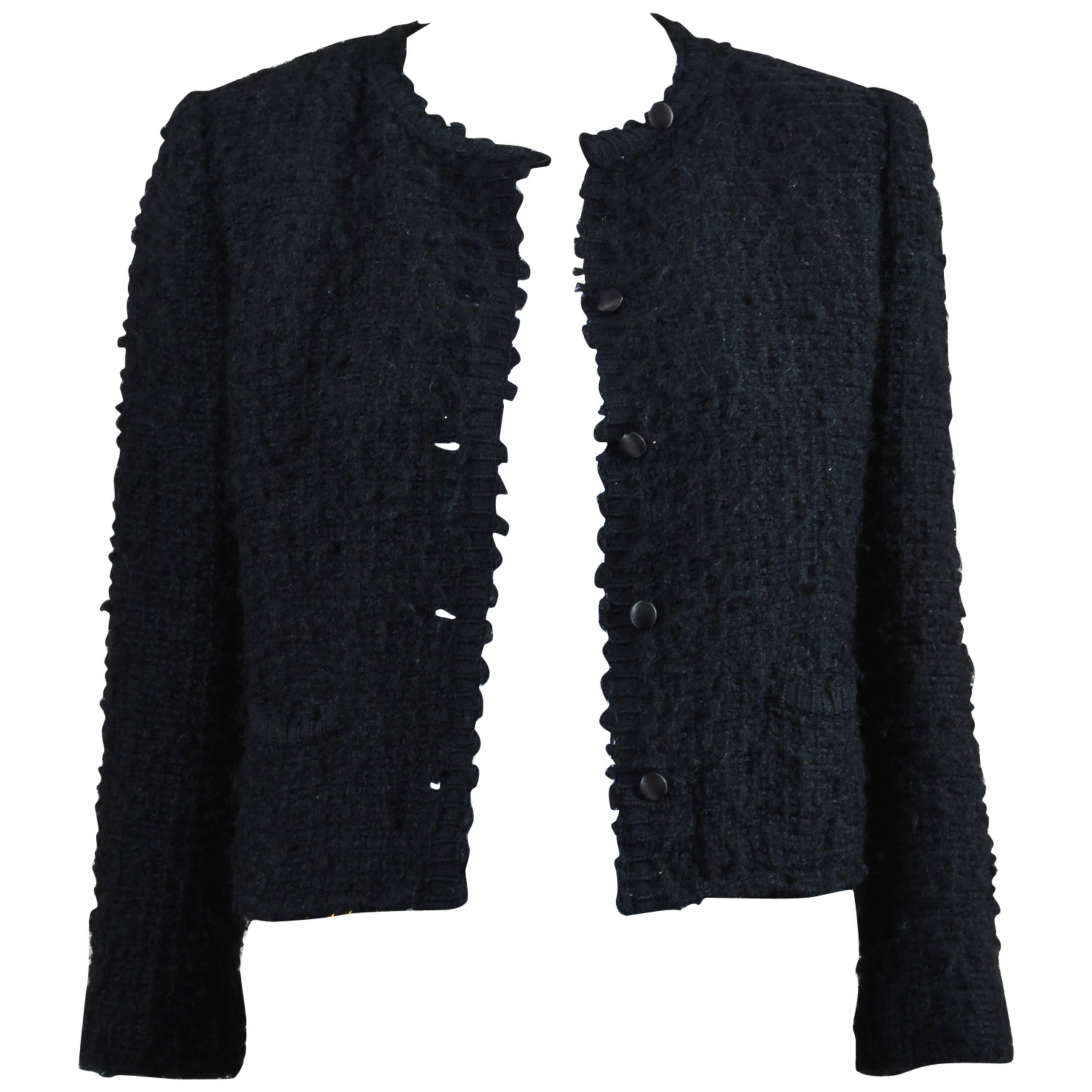 CHANEL 29collection wool Vintage Matelasse Buttons tailored jacket black