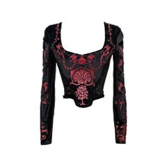 The Collective Corset en velours imprimé Boulle noir et rose, 1992