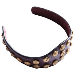 Valentino S/S 2014 brown leather gold studded pyramid stud headband