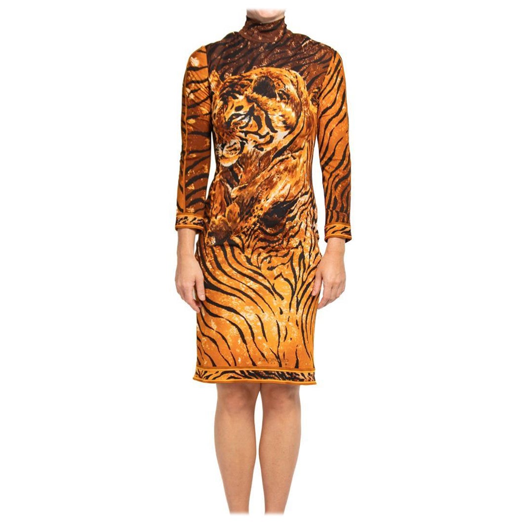 1980S Leonard Silk Jersey Tiger Print Dress For Sale