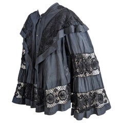Victorian Black Batiste and Cluny Lace Combing Jacket, Studio VL