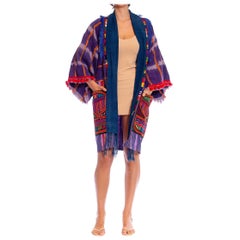 Morphew Collection Purple African Indigo Unisex Duster Beach Coat With South Am