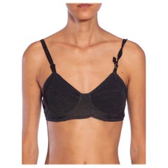 Soutien-gorge Bullet en coton noir des années 1950