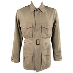 Men's YVES SAINT LAURENT 40 Taupe Cotton / Silk Patch Pocket Safari Jacket