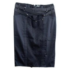 D&G f/w 2003 black patterned cotton and acetate bondage strap corseted skirt 