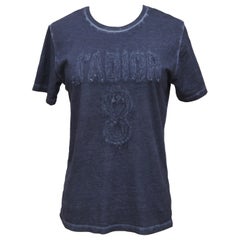 CHRISTIAN DIOR T-Shirt Top Tie-Dye Navy Blue Denim J'ADIOR 8 Short Sleeve Sz XS