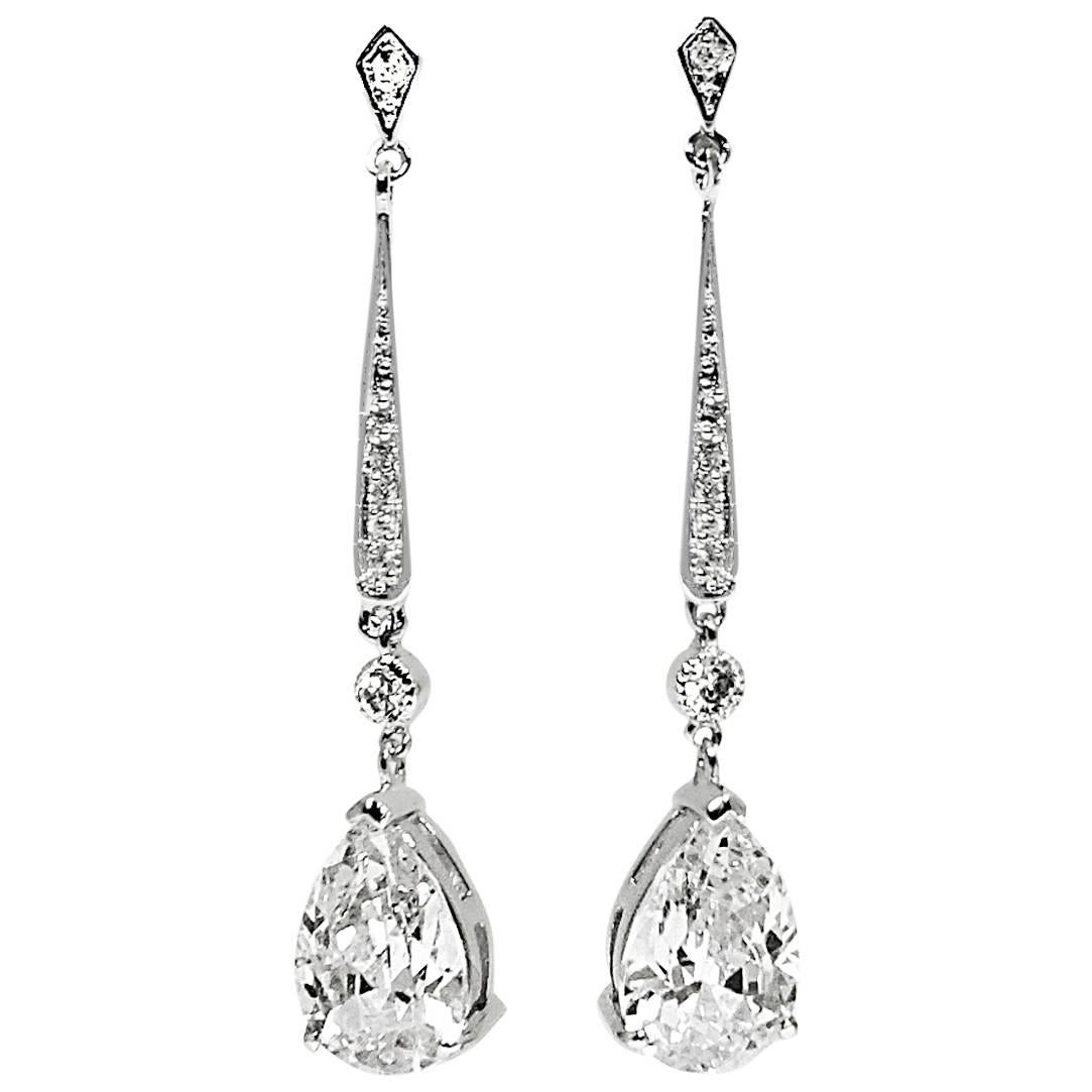 Beautiful Sterling Silver Crystal Dangling Earrings
