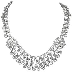 Vintage Art Deco Crystals & Sterling Silver Necklace