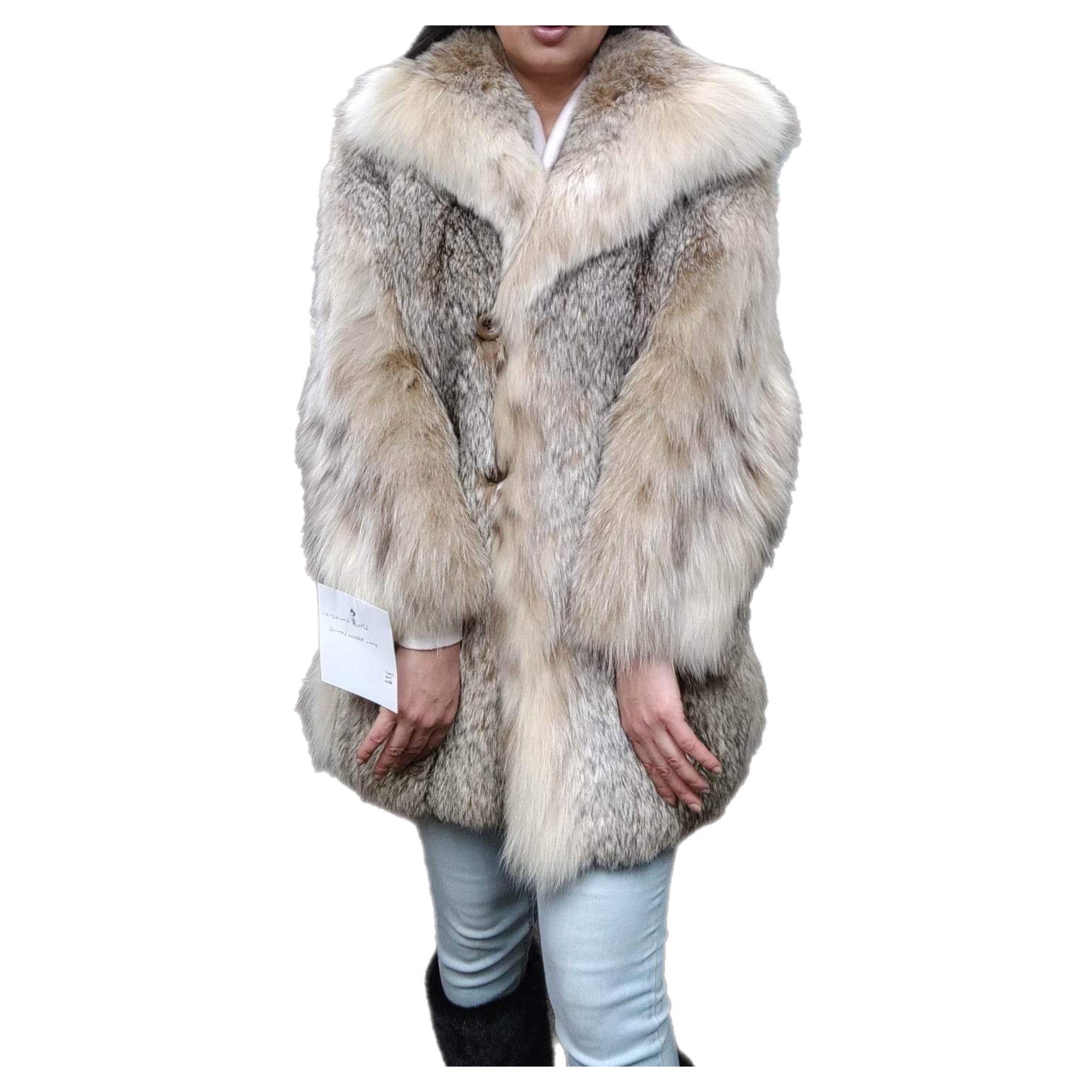 Brand new lightweight lynx fur coat size 10 For Sale