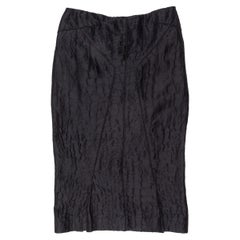 Tom Ford Black Linen-Blend Croc Patterned Skirt
