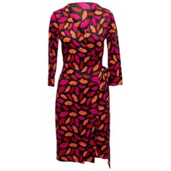 Diane Von Furstenberg Black & Multicolor Julian Silk Wrap Dress