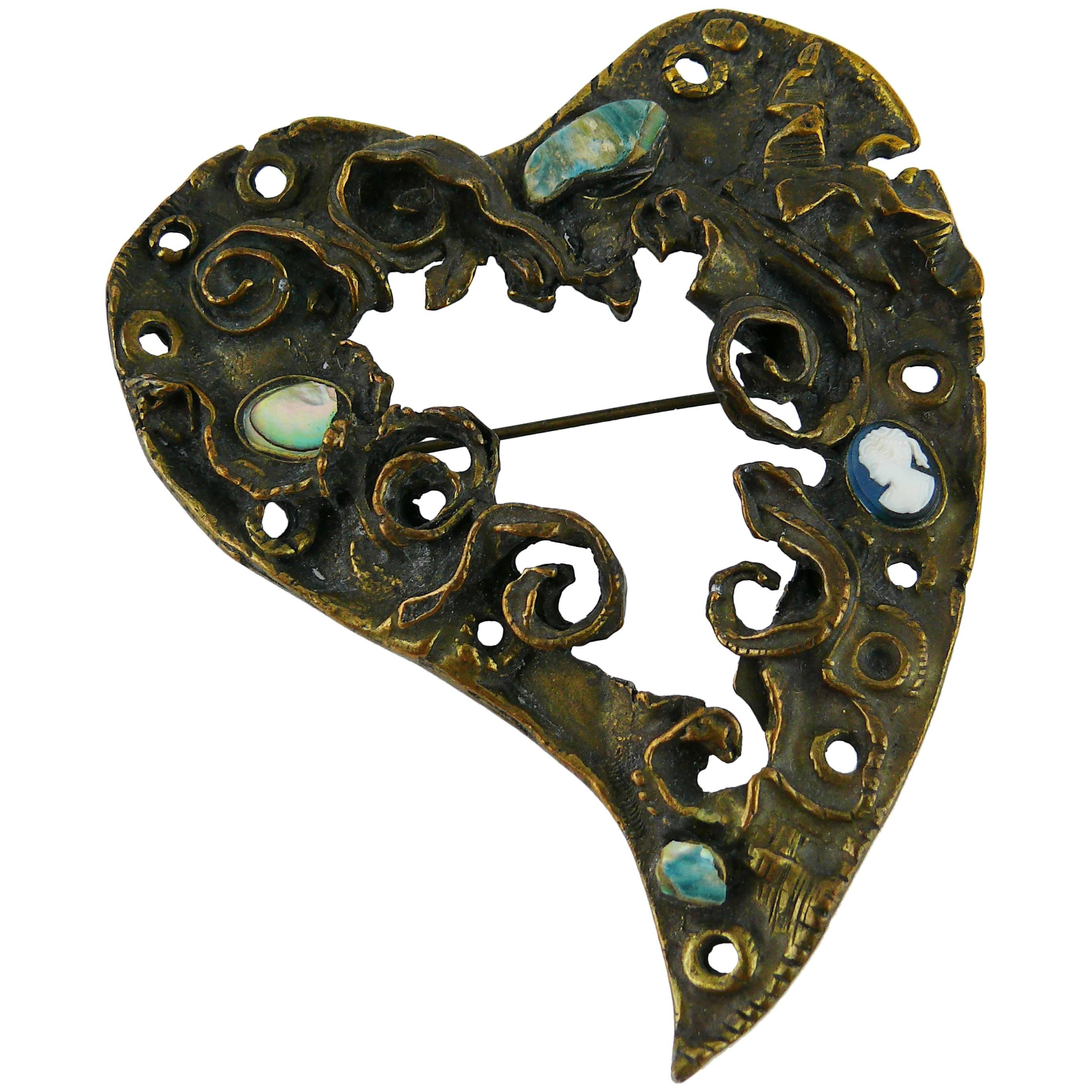 Christian Lacroix Vintage Heart Brooch Limited Edition Xmas 1994 For Sale