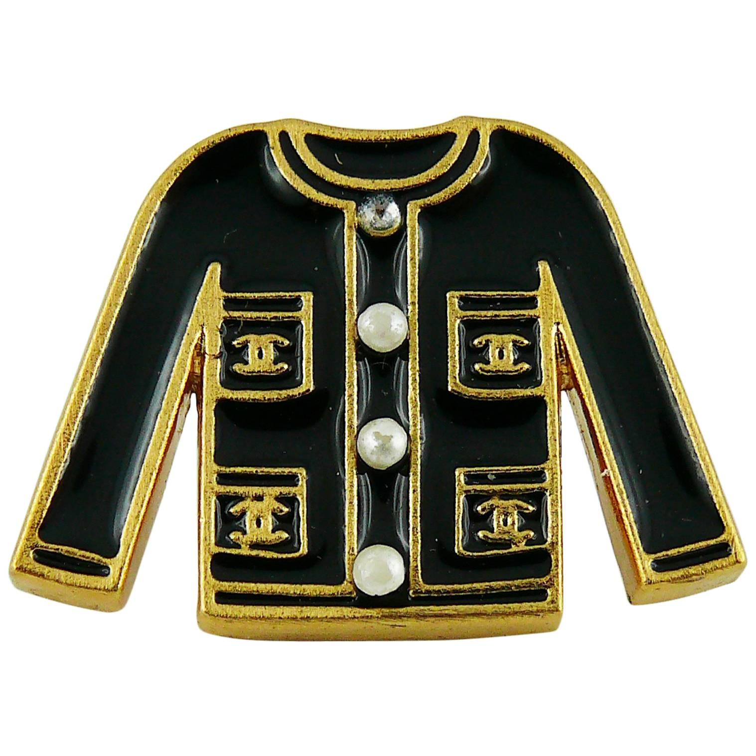 Chanel Signature Iconic Little Black Jacket Pin Brooch Fall 2002