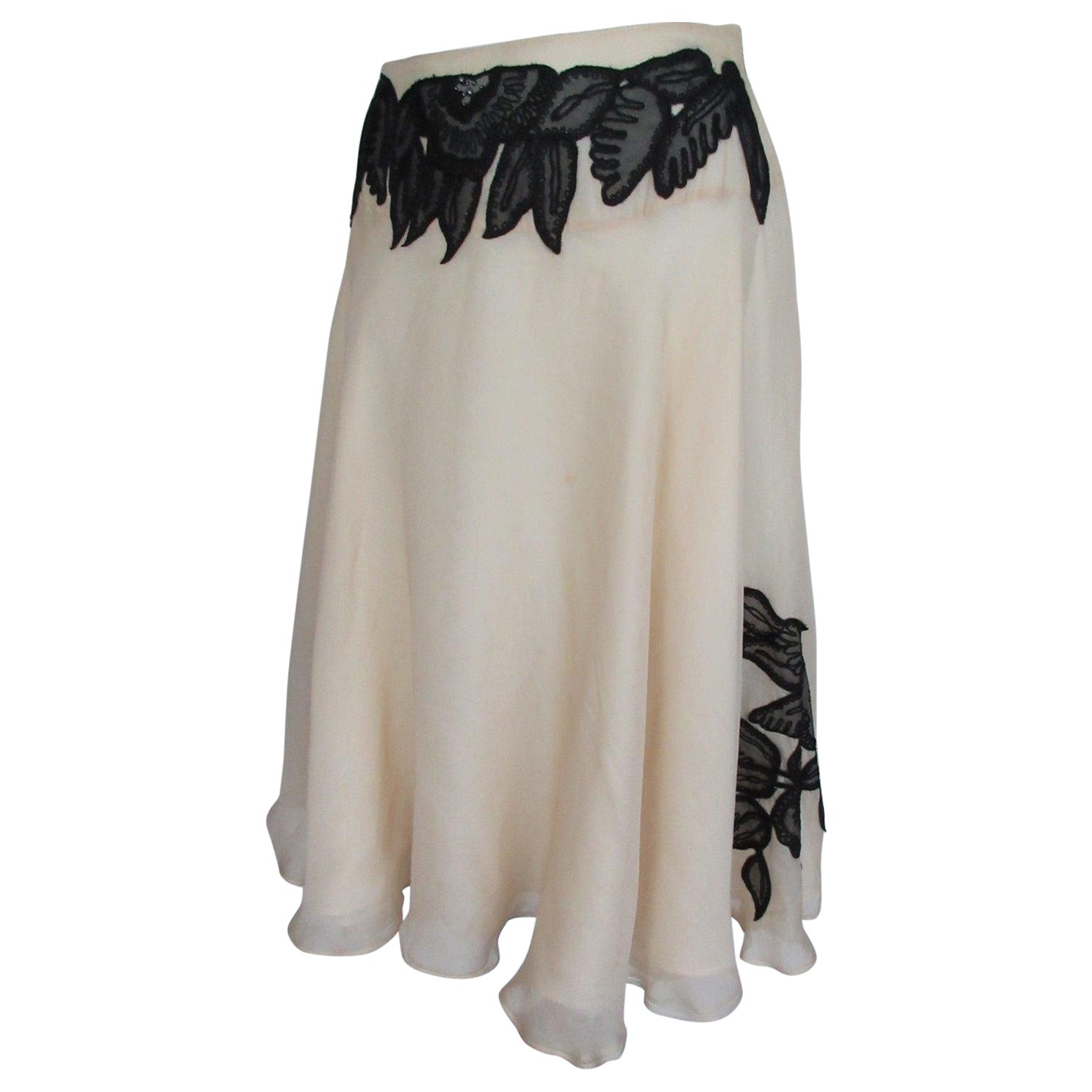 Max Mara Silk Flowers Skirt For Sale